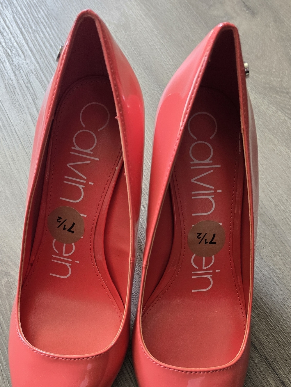 Calvin Klein Bright Coral Pointed-Toe Pumps
